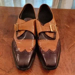 Mens two tone Bron size 13 dress shoe Handmade Mens Two tone Dress shoes, Men Brown and black  main image 4